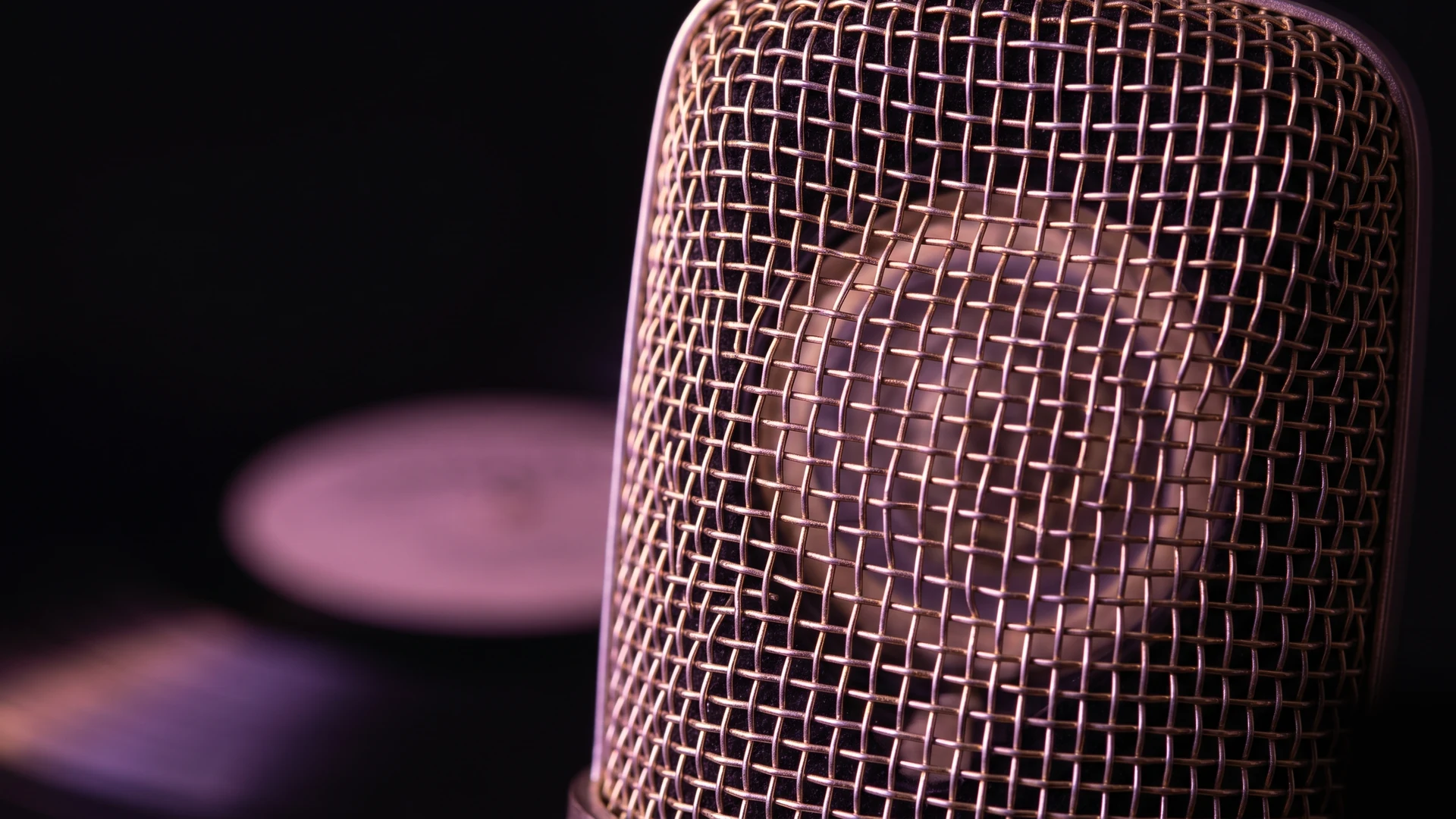 Studio condenser microphone in close-up — the capture chain that preserves the take.